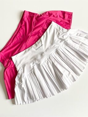 2PCS Goldhinge MEDIUM pink and white pleated mini skirts lined skorts